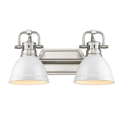 Tocador de baño Golden Lighting 3602-BA2 PW Duncan 2 luces 17" W - blanco Foto 1 de 4