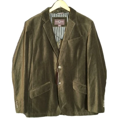 NUEVO CON ETIQUETAS Negro Marrón 1826 Terciopelo Pantano Blazer Traje Chaqueta Navidad Verde Para Hombre L Foto 1 de 4