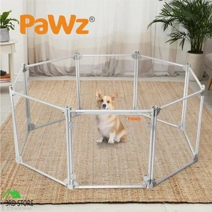 Pawz Pet Playpen Transparent Acrylic Clear Folding Dog Fence Kennel 8 Panel - Picture 1 of 6