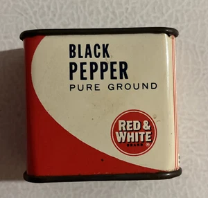 Vintage 1960’s Red & White Pepper Tin Full - Picture 1 of 7
