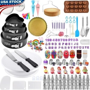 540PCS Cake Decorating Kit Baking Supplies W/ Springform Pans Rotating Tools Set - Picture 1 of 7