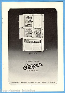 1928 SEEGER Icebox advertisement, large ice refrigerator - Foto 1 di 1