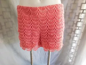 Ann Taylor LOFT korallenrosa Riviera abgestuft Häkel Jakobsmuschelsaum Freizeitshorts - 4 - Bild 1 von 3
