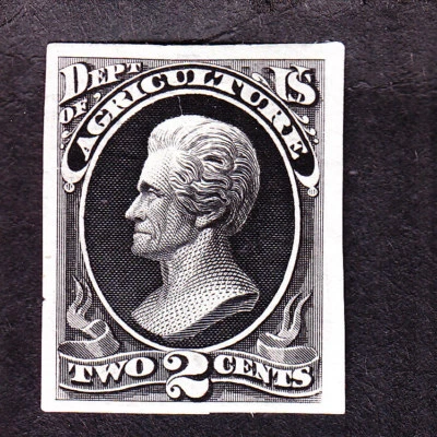 US O2TC3a 2c Agriculture Department Trial Color Proof in Black SCV $75 - Image 1 of 2