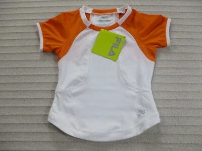 Camisa atlética Fila infantil feminina XXS 3-4 laranja manga curta strass branco - Imagem 1 de 4