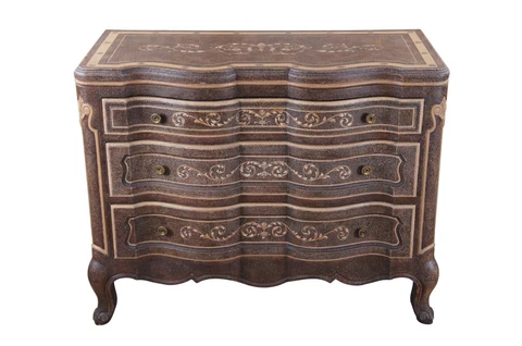 Maitland Smith Neoclassical Serpentine Oxbow Commode Console Table Chest Drawers Cover