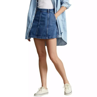 POLO RALPH LAUREN Denim Mini Falda Línea A Lavado Cristie Talla 8 Foto 1 de 4