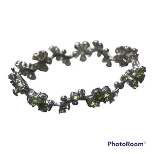 vintage sterling silver bracelet VIBE - PERIDOT NATURAL STONE BRACELET - Picture 1 of 4