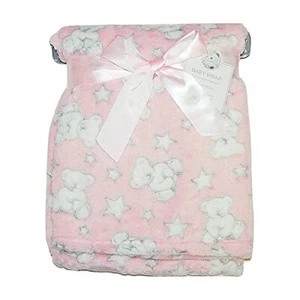 KAV Soft Fleece Wrap Blanket Unisex Teddy and Stars Print Gift Set for Newborn - Picture 1 of 2
