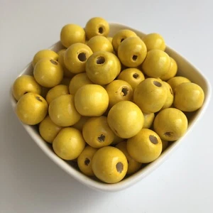 25X Pieces Yellow Wooden Beads 16x15mm Round DIY Craft Wood Bead - Picture 1 of 5