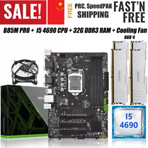 B85 Motherboard LGA 1150 32GB DDR3 1666MHZ RAM + i5 4690 CPU & Cooling Fan Combo - Picture 1 of 13