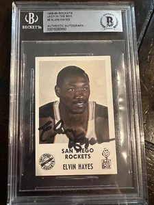 1968 Jack In The Box ELVIN HAYES Signed Rookie Basketball Card BAS Rare Card! - Picture 1 of 4
