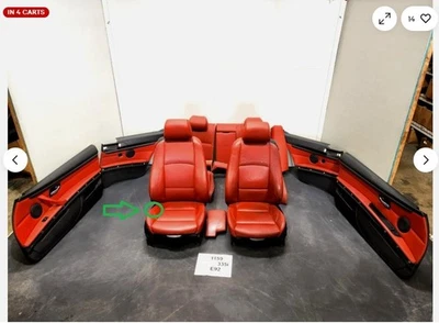 ✅ 07-13 OEM BMW E92 328 335 Cuero Dakota Asientos Paneles Puerta Interior JUEGO ROJO * Foto 1 de 4