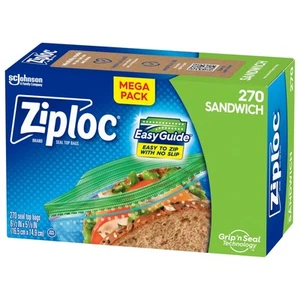 Ziploc Sandwich and Snack Bags with EasyGuide Texture Plastic Storage Bags wi... - Picture 1 of 4