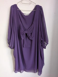 Yours Purple Short Sleeve Chiffon Blouse Black Vest Underneath Size 30/33 (T36) - Picture 1 of 8