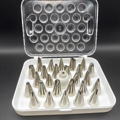 VTG 27 1970’s Wilton Cake Cookie Decorating Piping Tips Various Sizes & Case - Image 1 of 4
