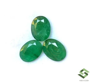 8x6 mm Natural Emerald Oval Cut Lot 03 Pcs 3.33 CTS Calibrated Loose Gemstones - Picture 1 of 5