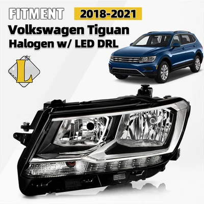 For 2018-2021 Volkswagen Tiguan Halogen w/ LED DRL Headlight Driver Side - Изображение 1 из 4
