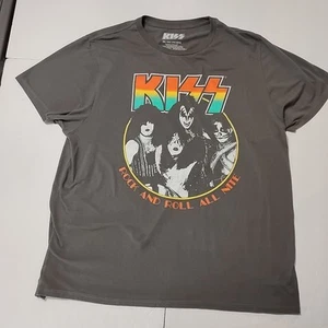Vintage Kiss Rock And Roll All Nite Thrashed T-Shirt 2XL Grau Kurzarm - Bild 1 von 7