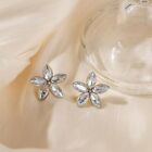 Fashion Women 925 Sterling Silver Earrings Elegant Rhinestone Flower Petals 1721
