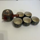 Kutani Yaki Japanese Vintage 1940'S Teapot Cup Set Blue Moriage