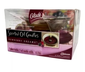 GLADE Scented Oil Candles DEWBERRY DREAMS Glass Holder Warmer 2 Melts Refills - Picture 1 of 4