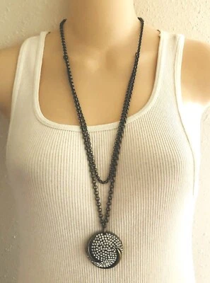 NWT Signed LULU FROST For J. CREW Antiqued Brass Tone Crystal Abstract Necklace - Image 1 of 4