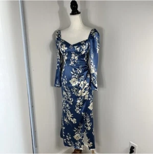 Reformation Gloriana Floral Silk Midi Dress Size Cyanotype Blue NWT $348 - Picture 1 of 6