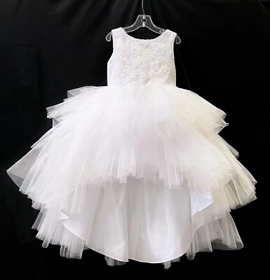 Tip Top Niños Talla 6 BLANCO TUL ENCAJE Flor Niña Vestido Bodas Primera Comunión Foto 1 de 4