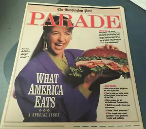 MAYIM BIALIK BLOSSOM 1992 PARADE MAGAZINE WHAT AMERICA EATS JOHNNY MATHIS - Picture 1 of 6