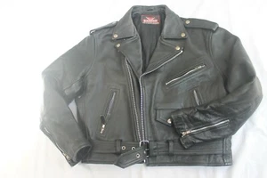 Bamish Blk Genuine Leather Biker Motocylce Jacket sz 40 Diamond Quilted lining - Picture 1 of 10
