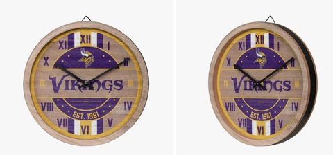 Minnesota Vikings Barrel Wall Clock Wooden - Man Cave Office Decor Cover