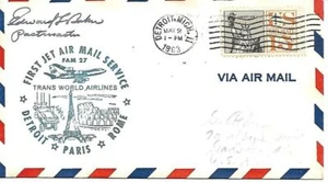 First Jet Airmail Flight Detroit MI - Paris France May 2 1963 AAMC#J941 - Picture 1 of 1