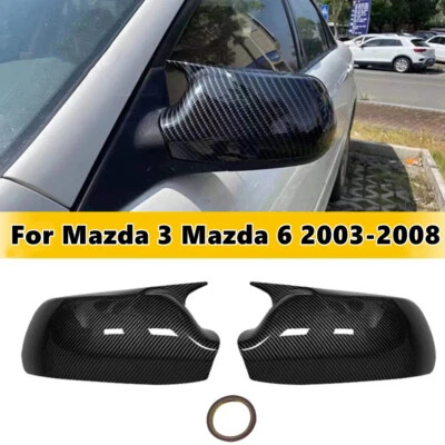 Cubierta de espejo retrovisor lateral de fibra de carbono ABS bocina OX para Mazda 3 6 2003-2008 Foto 1 de 4