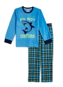 NWT 2-Piece Boys Size 10 Long Sleeve Pajama Pant Set Shark Ocean PJ BLUE Pajamas - Picture 1 of 3