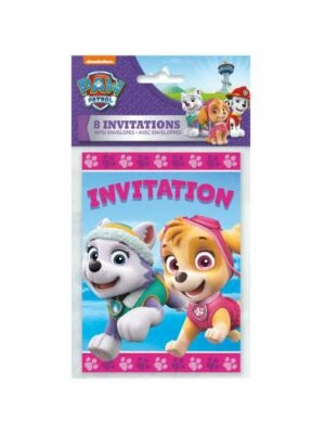 Invitaciones de fiesta de cumpleaños para niña Paw Patrol de 8 quilates Foto 1 de 3