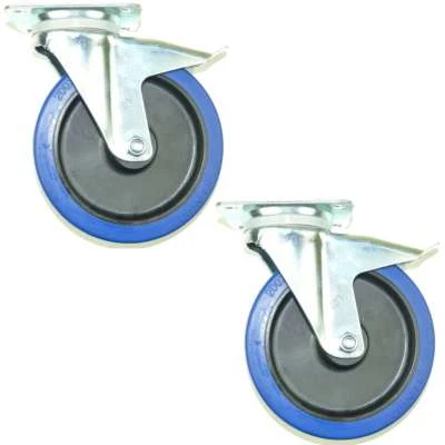 2x 200 mm SL Möbelrollen m. Bremse Rollen Möbel Transportrollen Lenkrollen Gummi - Bild 1 von 4