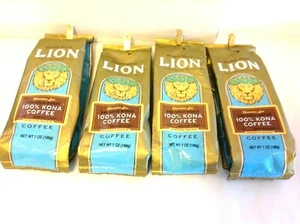 4 Bags Lion 100% Kona Coffee Whole bean 7ozBB 10/2025 Fresh coffee great value! - Picture 1 of 3