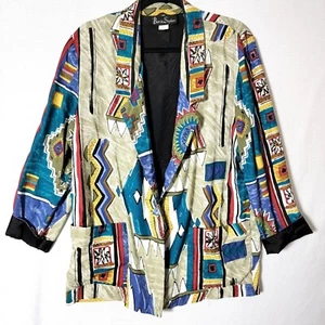 Barrie Stephens Womens Blazer Sz 14 Button Closure Long Sleeve BoHo Vintage USA - Picture 1 of 9