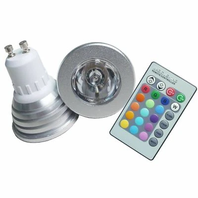 LAMPADINE FARETTI LED LUCE RGB GU10  220V 16 COLORI TELECOMANDO MULTICOLORE - Immagine 1 di 3