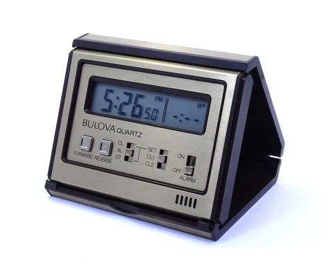 Vintage BULOVA B6998 Digital DESK Night Stand Quartz ALARM CLOCK 14k ADP Emblem Cover