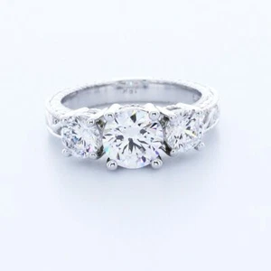 ANILLO DE COMPROMISO CLÁSICO ORO BLANCO 18K CORTE REDONDO E/VS2 DIAMANTES NATURALES 2,37 CTW - Imagen 1 de 10