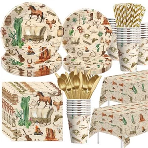 HIPVVILD Western Cowboy Party Decorations Tableware For Birthday & Baby Showe... - Picture 1 of 6