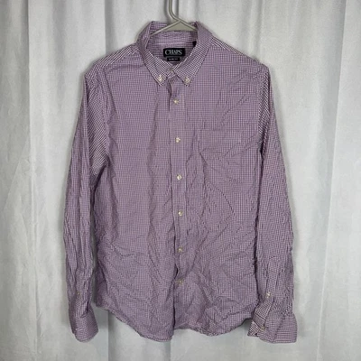 Chaps Stretch Slim Fit Checkered Button Down Long Sleeve Lg - Image 1 of 4