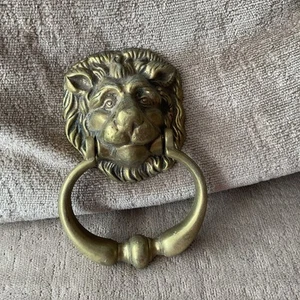 Vintage/Antique Solid Brass Lion Head Door Knocker - Picture 1 of 11