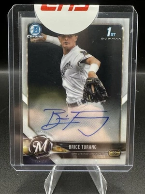 2018 Bowman Draft Chrome Brice Turang Refractor Autograph 1st Bowman Brewers - Image 1 of 2