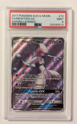 2017 Pokémon Shining Legends Mewtwo GX #72 PSA 9 Mint Full Art Sun & Moon - Image 1 of 4