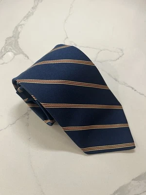 Brooks Brothers Makers Silk Repp Tie Blue With Red Gold Stripes - image 1 of 4