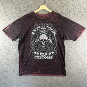 Camisa Affliction Para Hombres 2XL Rojo Oscuro Calavera Y2K Grunge Calavera - Imagen 1 de 7