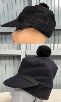 Boné chapéu escocês Langenberg azul marinho lã pom caça feito nos EUA abas de orelha 6 1/2 - Imagem 1 de 4